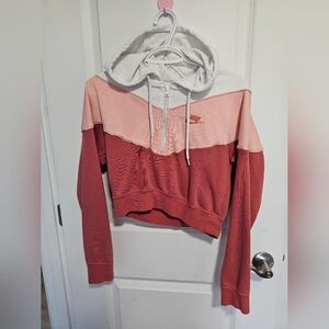 Nike Women's Colorblock Hoodie - Pink and Red